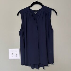 Lucky Brand Sheer Navy Blue Blouse